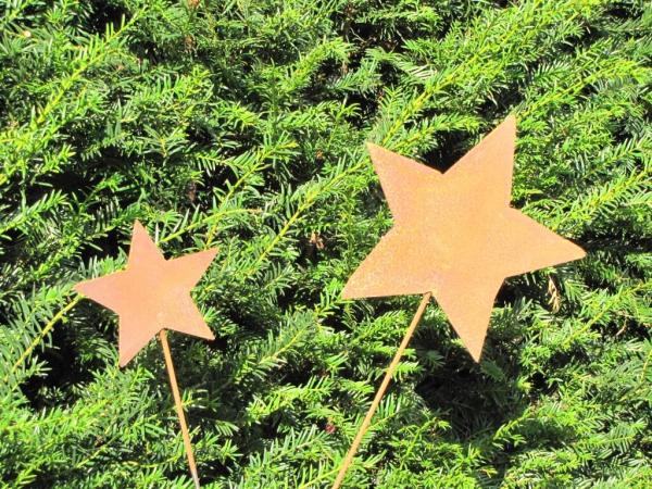 Gartenstecker Stern aus Edelrost, groß
