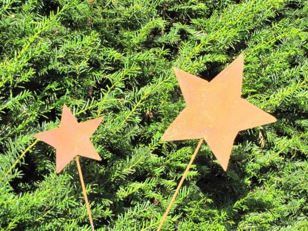 Gartenstecker Stern aus Edelrost, groß