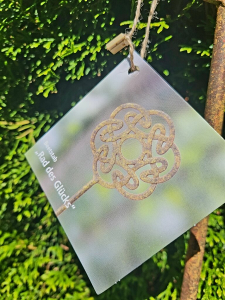 Edelrost Gusseisen Gartenstecker keltisches Rad des Glücks