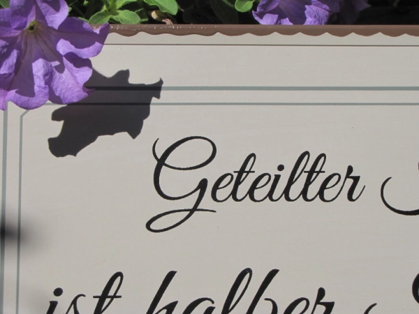 Shabby Chic Metallspruchschild halber Kuchen