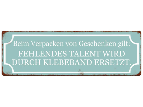 Shabby Chic Metallspruchschild Geschenke verpacken