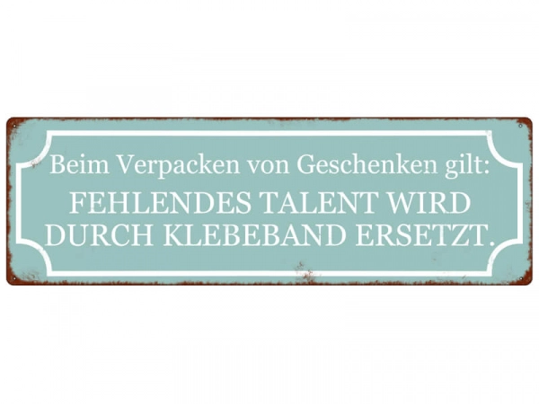 Shabby Chic Metallspruchschild Geschenke verpacken