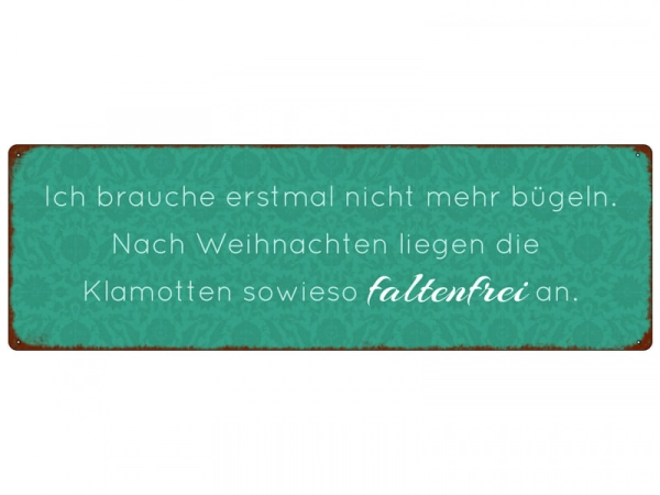 Shabby Chic Metallspruchschild Bügeln