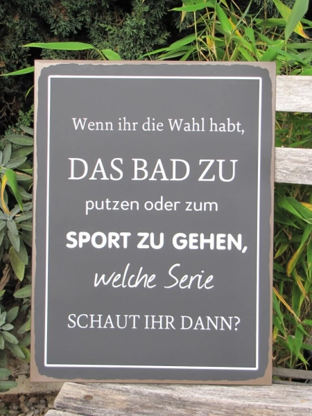 Shabby Chic Metallspruchschild Bad putzen