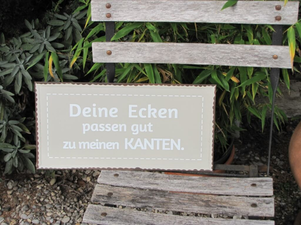 Shabby Chic Metallspruchschild "Ecken und Kanten"