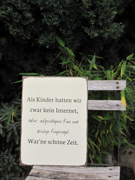 Shabby Chic Metallspruchschild "Kinder - Internet"