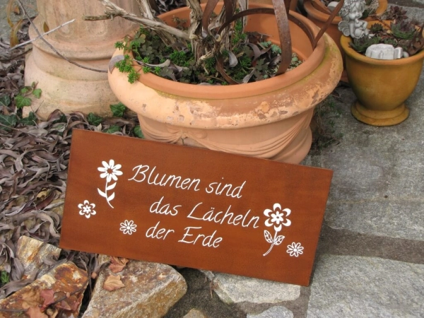 Shabby Chic Metallspruchschild lächeln der Erde