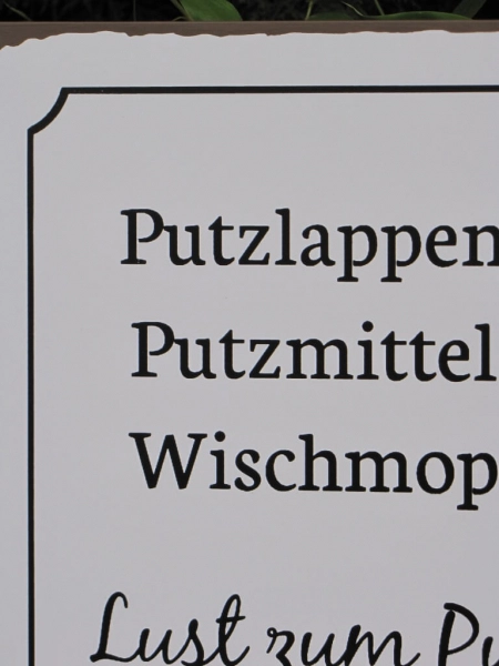 Shabby Chic Metallspruchschild Lust zum Putzen