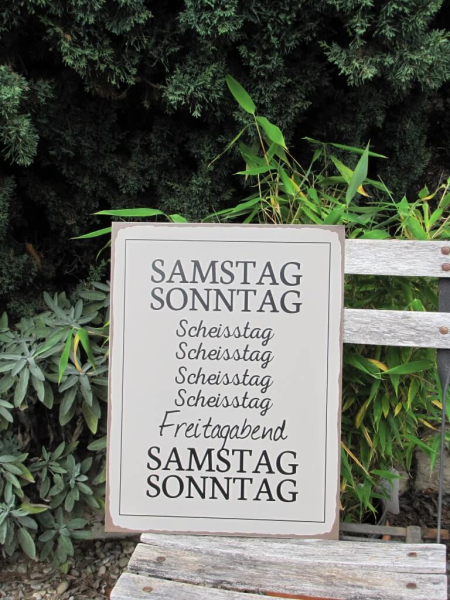 Shabby Chic Metallspruchschild "Scheisstag"