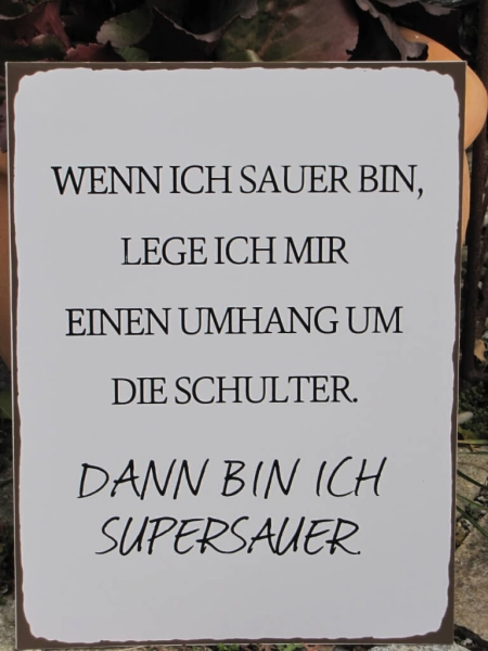 Shabby Chic Metallspruchschild Supersauer