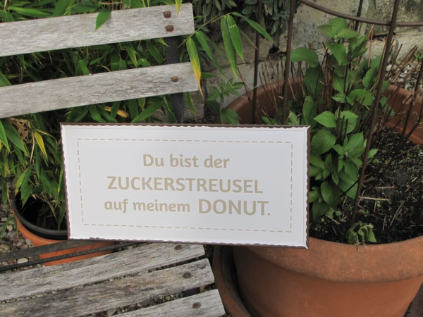 Shabby Chic Metallspruchschild "Zuckerstreusel"