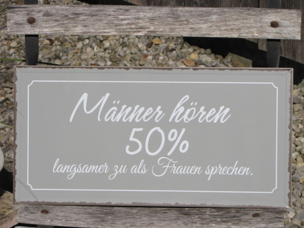Shabby Chic Metallspruchschild "50 Prozent"