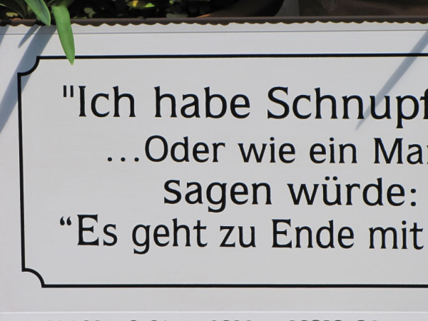 Shabby Chic Metallspruchschild "Schnupfen"
