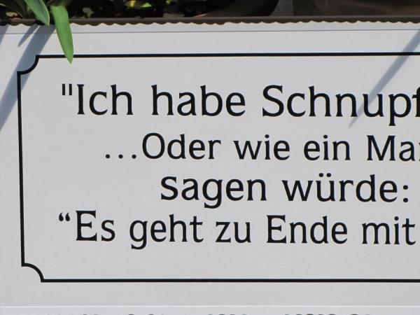 Shabby Chic Metallspruchschild Schnupfen