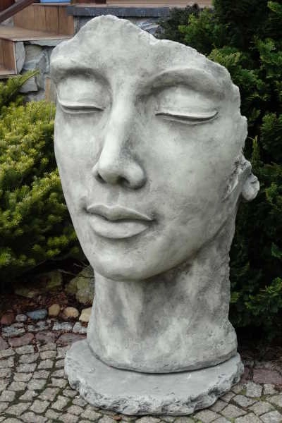 Skulptur Gesicht Frau aus Steinguss, 115 cm Skulptur Gesicht Frau aus Steinguss, 115 cm