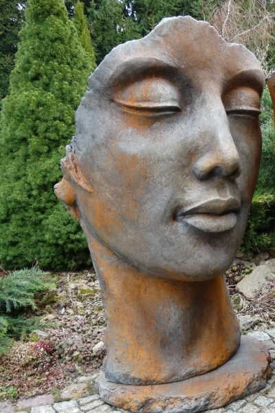 Skulptur Gesicht Frau aus Steinguss, 115 cm Skulptur Gesicht Frau aus Steinguss, 115 cm