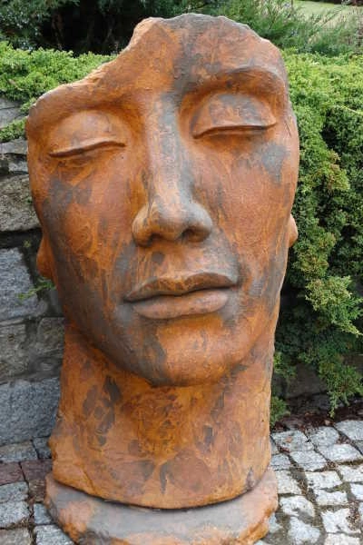 Skulptur Gesicht Mann aus Steinguss, 115 cm