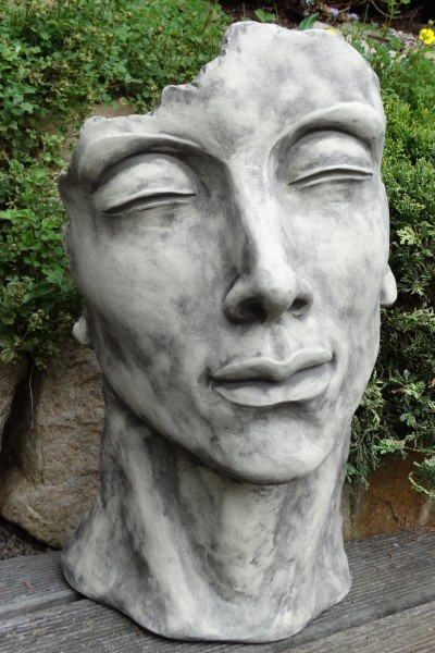 Skulptur Gesicht Mann aus Steinguss, 53 cm