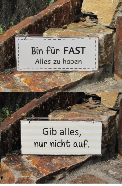 Shabby Chic Metallspruchschilder kleine Weißheiten