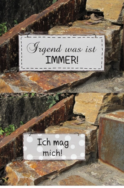 Shabby Chic Metallspruchschilder kleine Weißheiten