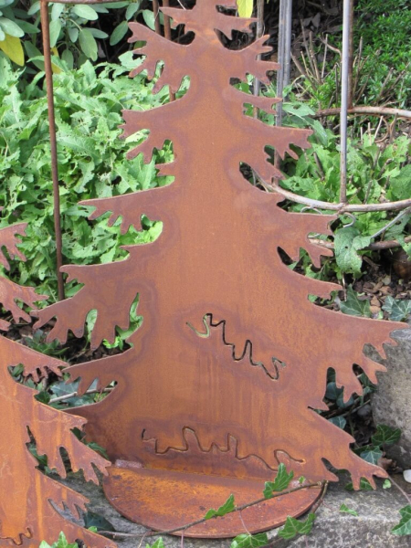 Tannenbaum auf Platte aus Edelrost, 30 cm