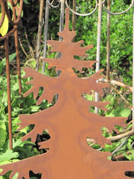 Tannenbaum auf Platte aus Edelrost, 30 cm