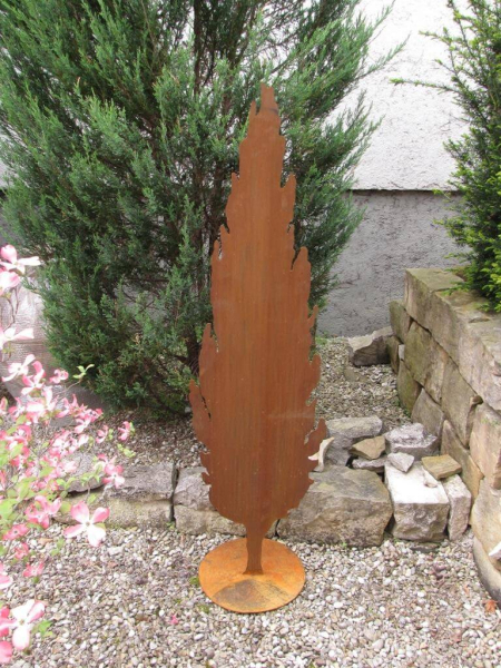 Zypresse aus Edelrost, massiv geschlossen mit Platte - Angels Garden