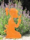 Edelrost Dekofigur Mädchen Ida mit Pusteblume, groß