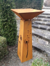 Edelrost Dekosäule Pusteblume, Trapez mit Schale