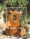 Edelrost Windlicht Hirsch springend mit Glas
