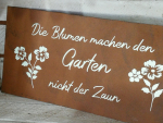 Shabby Chic Metallspruchschild Blumen-Zaun