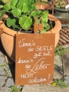 Edelrost Schild mit Weinflasche und Glas "Wenn´s der Seele..."
