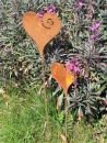 Edelrost Gartenstecker Herz Curl 40 cm bis 120 cm