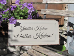 Shabby Chic Metallspruchschild "halber Kuchen"